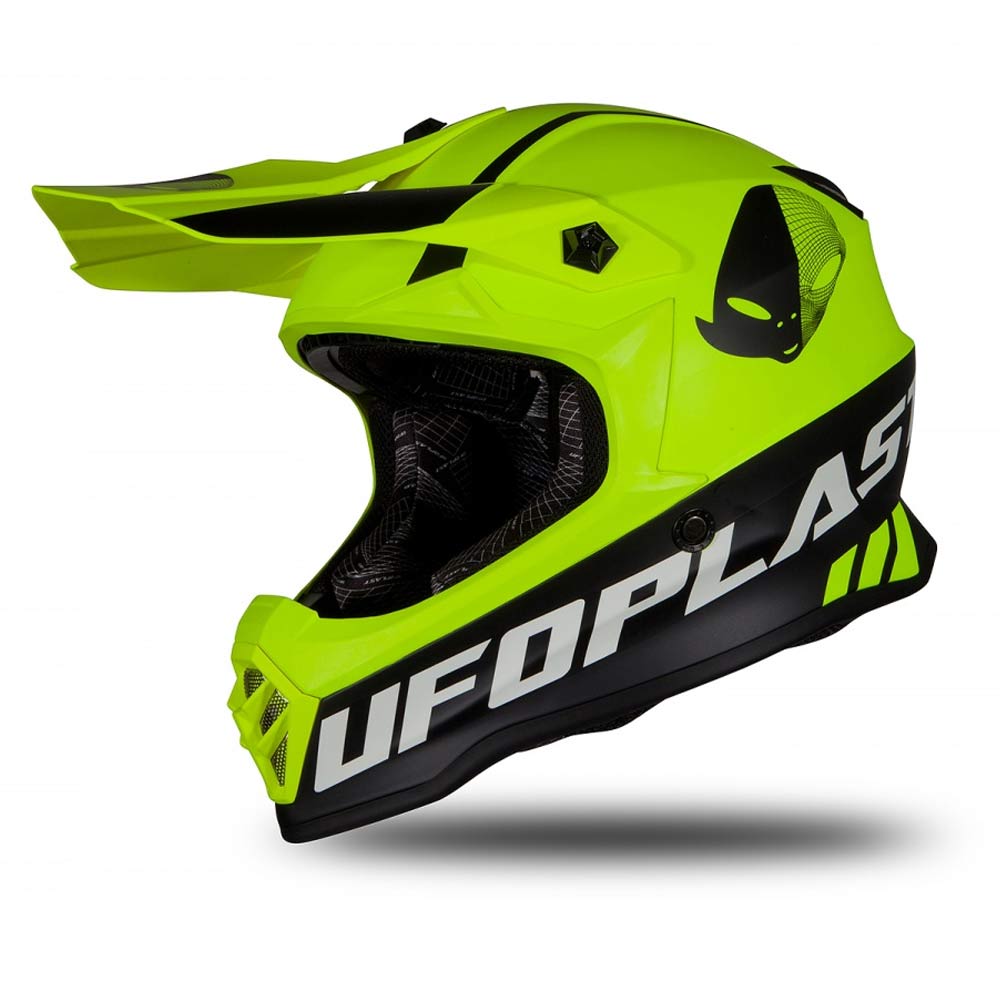 UFO Boy Kinder Motocross Helm Neon gelb matt