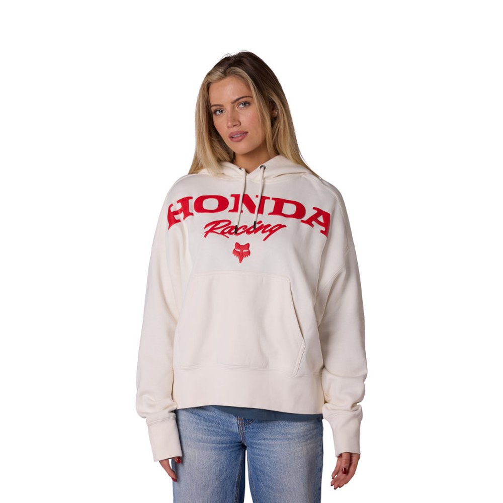 FOX W HONDA Fleece PO Hoodie Kapuzen Pullover für Frauen Off weiss