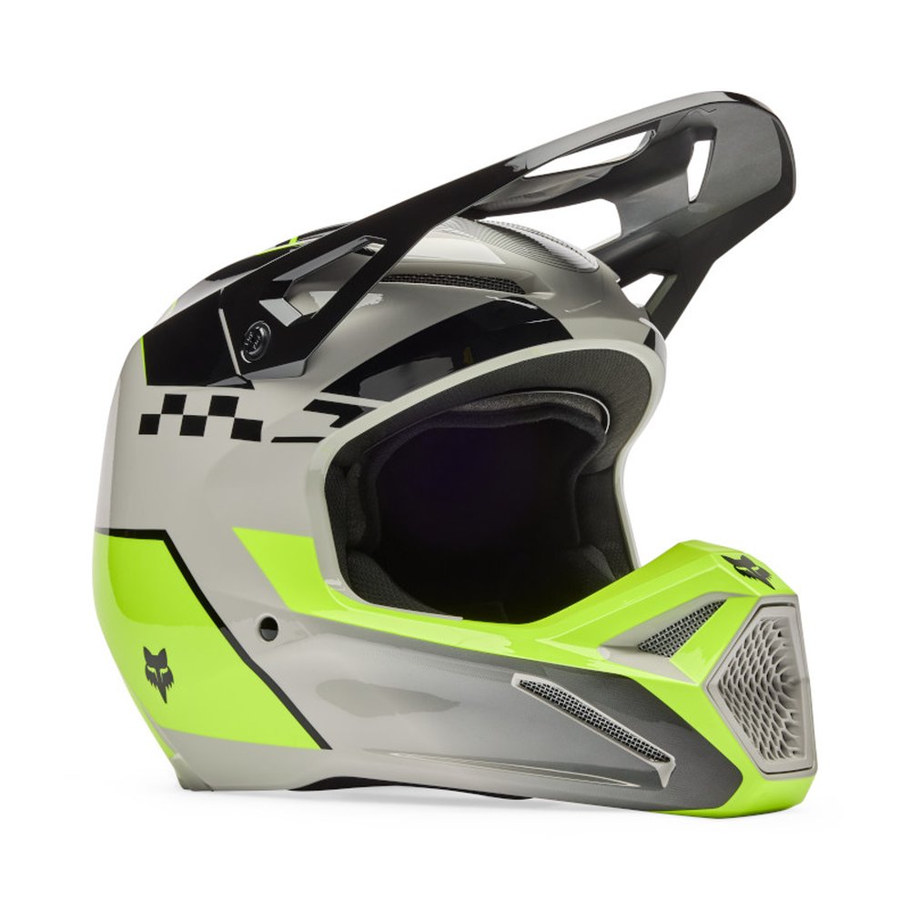 FOX V1 COLLECT Motocross Helm Grau/Gelb