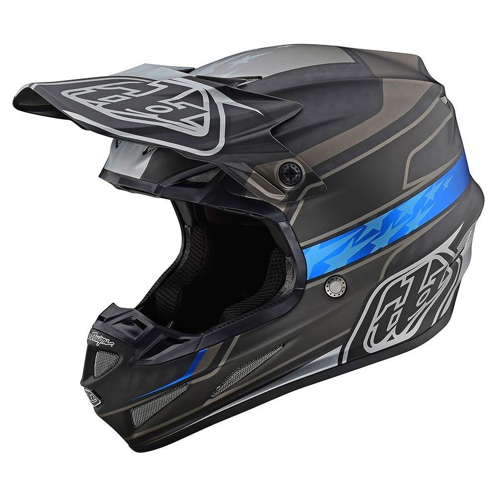TROY LEE DESIGNS SE4 Carbon Speed Motocross Helm blau grau