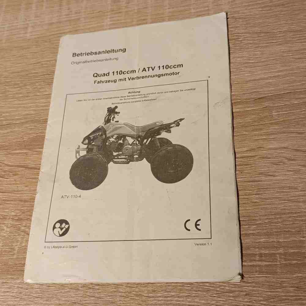 QUAD 100ccm / ATV 110ccm Betriebsanleitung ATV-110-4 Quad-Handbuch gebraucht