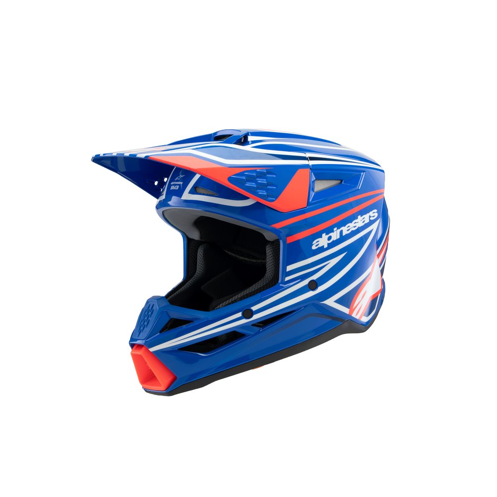 ALPINESTARS Supertech M3 Solid Youth Monster Kinder Motocross Helm blau rot weiss ALPINESTARS Supertech M3 Solid Youth Monster Kinder Motocross Helm blau rot weiss
