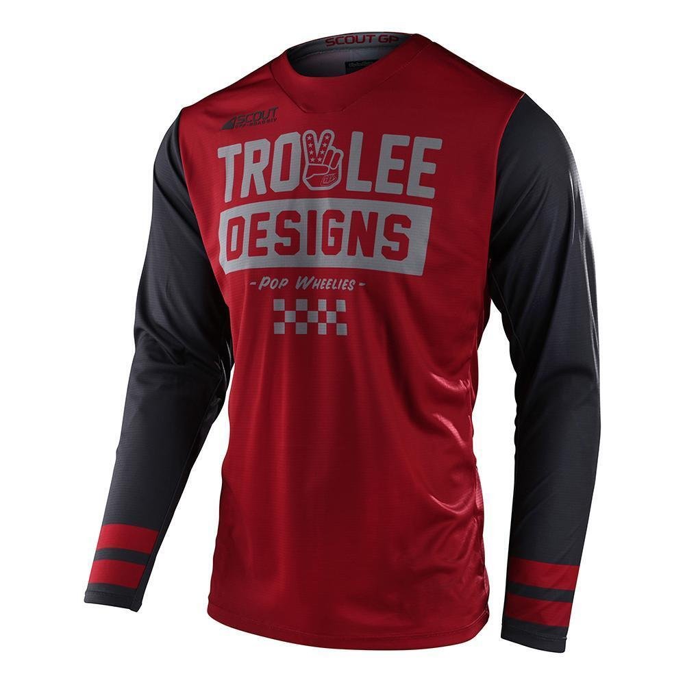 TROY LEE DESIGNS GP Peace & Wheelies Jersey burgundy dunkel grau