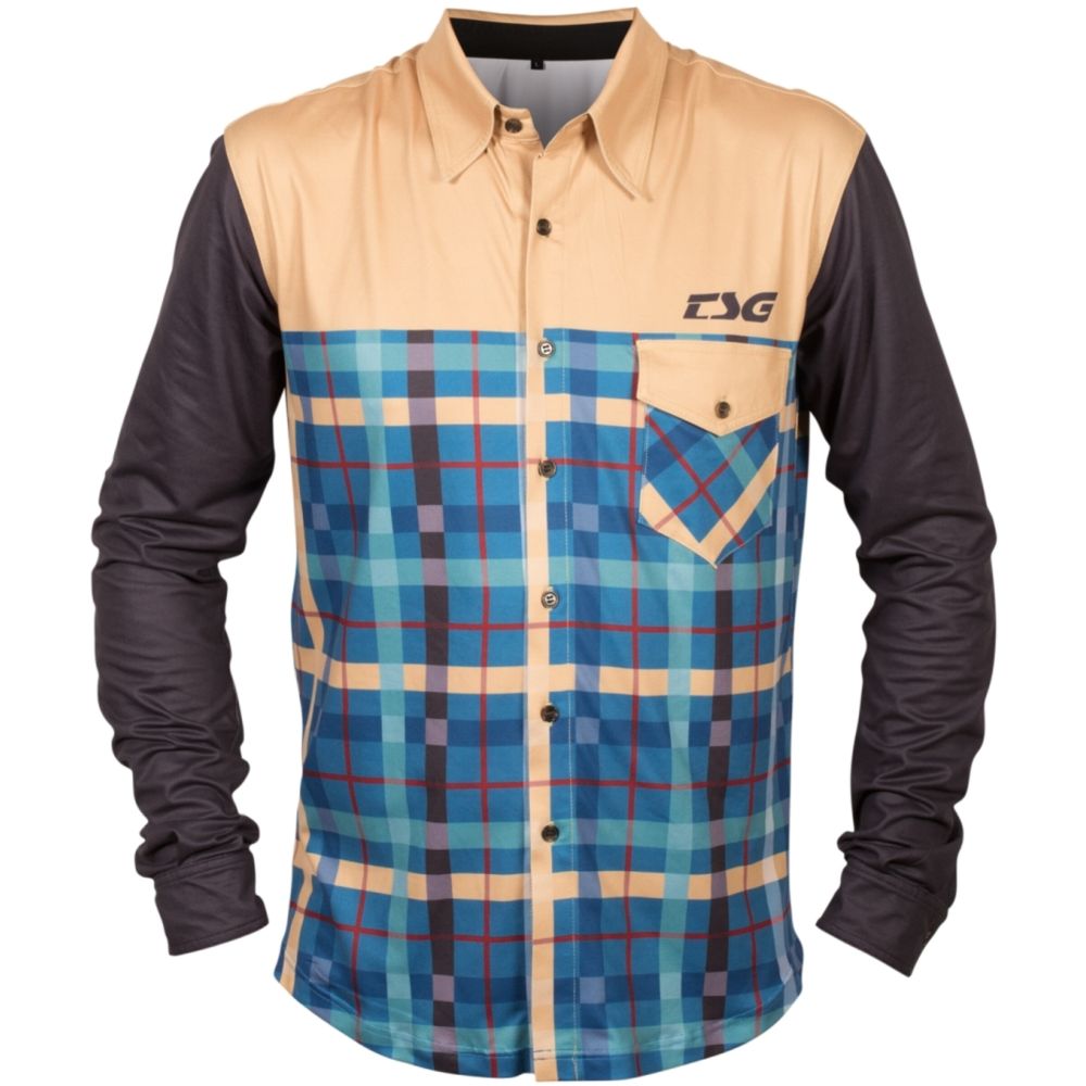 TSG Flanel LS langärmliges MTB Jersey  blau beige