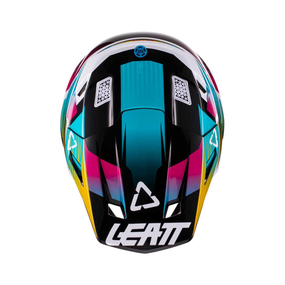 LEATT 8.5 V22 Motocross Helm + Brille Aqua/Royal türkis-weiss-gelb