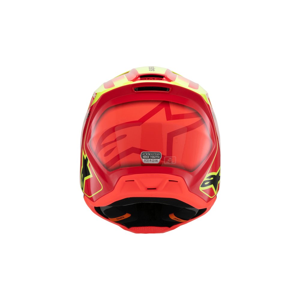 ALPINESTARS Supertech M3 Fray Youth Monster Kinder Motocross Helm rot gelb schwarz ALPINESTARS Supertech M3 Fray Youth Monster Kinder Motocross Helm rot gelb schwarz