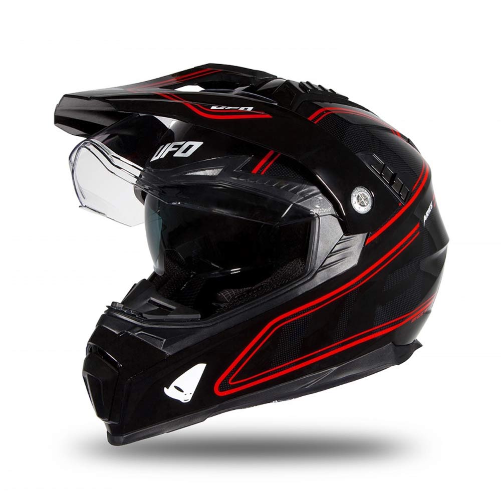 UFO Aries Adventure Helm schwarz rot glossy