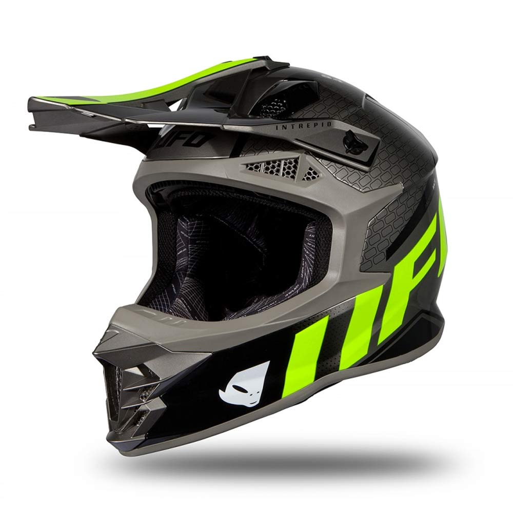 UFO Intrepid Motocross Helm grau neon gelb glossy