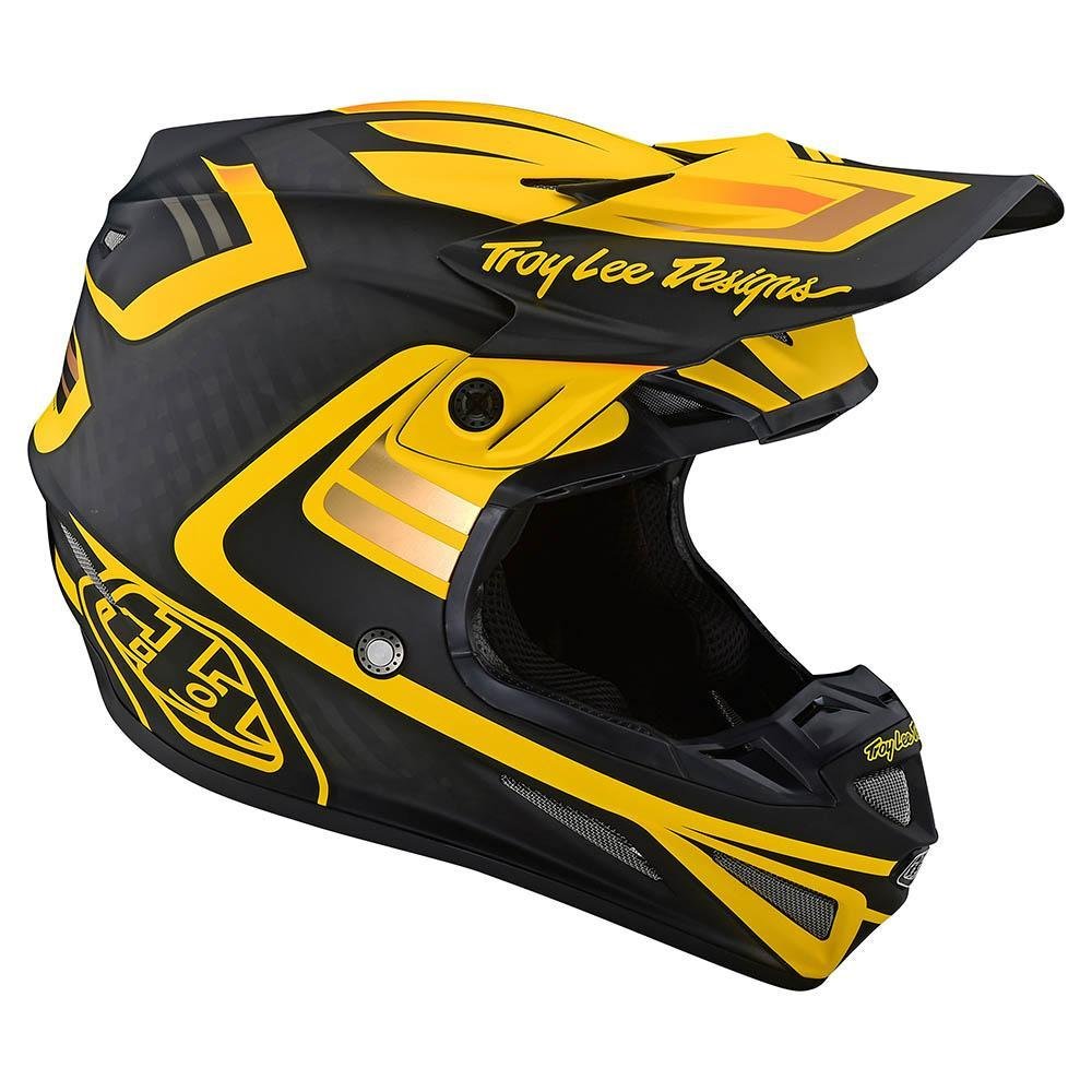 TROY LEE DESIGNS SE4 Carbon Flash Motocross Helm schwarz gelb