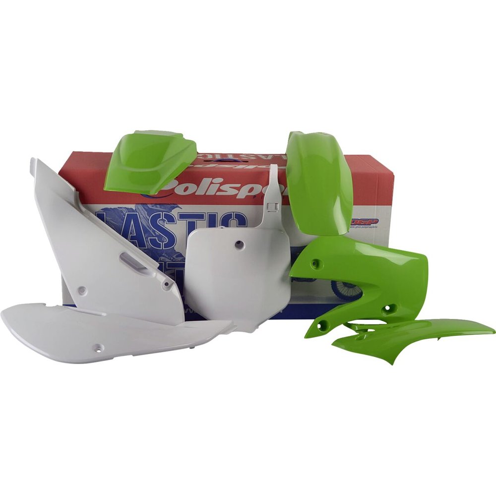 POLISPORT Komplettes Karosserie-Verkleidungs-Kit Kawasaki KX 65 00-18 OEM 11-12 16 weiss grün
