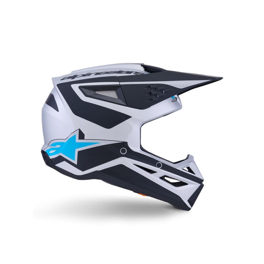 ALPINESTARS Supertech M3 Heat Motocross Helm silber/blau/schwarz ALPINESTARS Supertech M3 Heat Motocross Helm silber/blau/schwarz