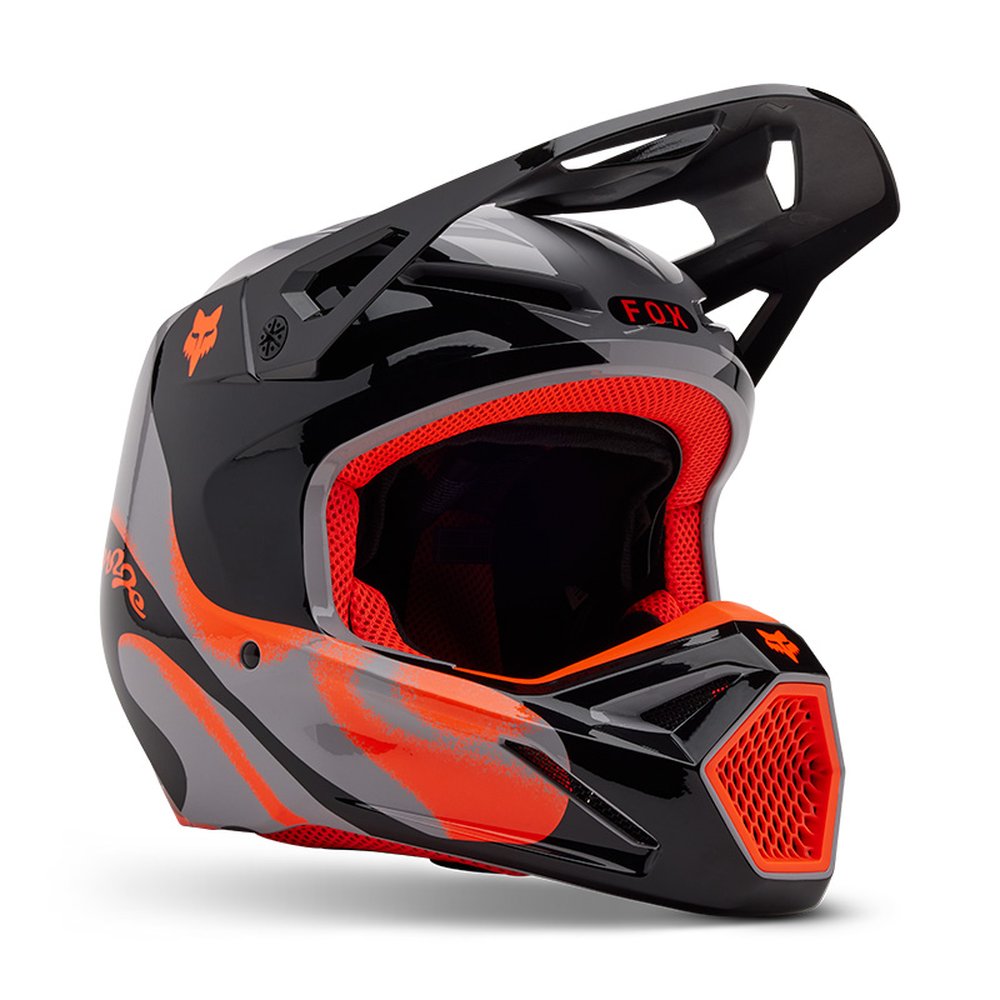 FOX V1 EMOTION HELMET Motocross Helm Steel Grau