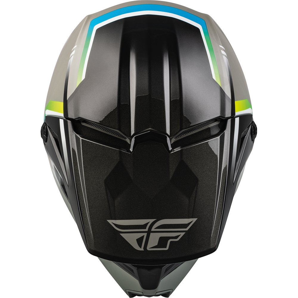 FLY Kinetic Vision Kinder Motocross Helm grau schwarz