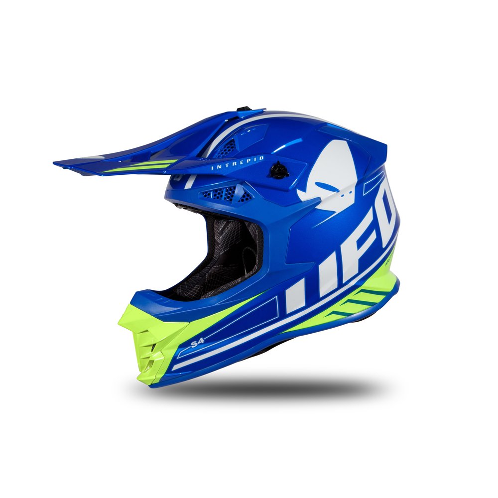 UFO Intrepid Motocross Helm blau neon gelb glossy