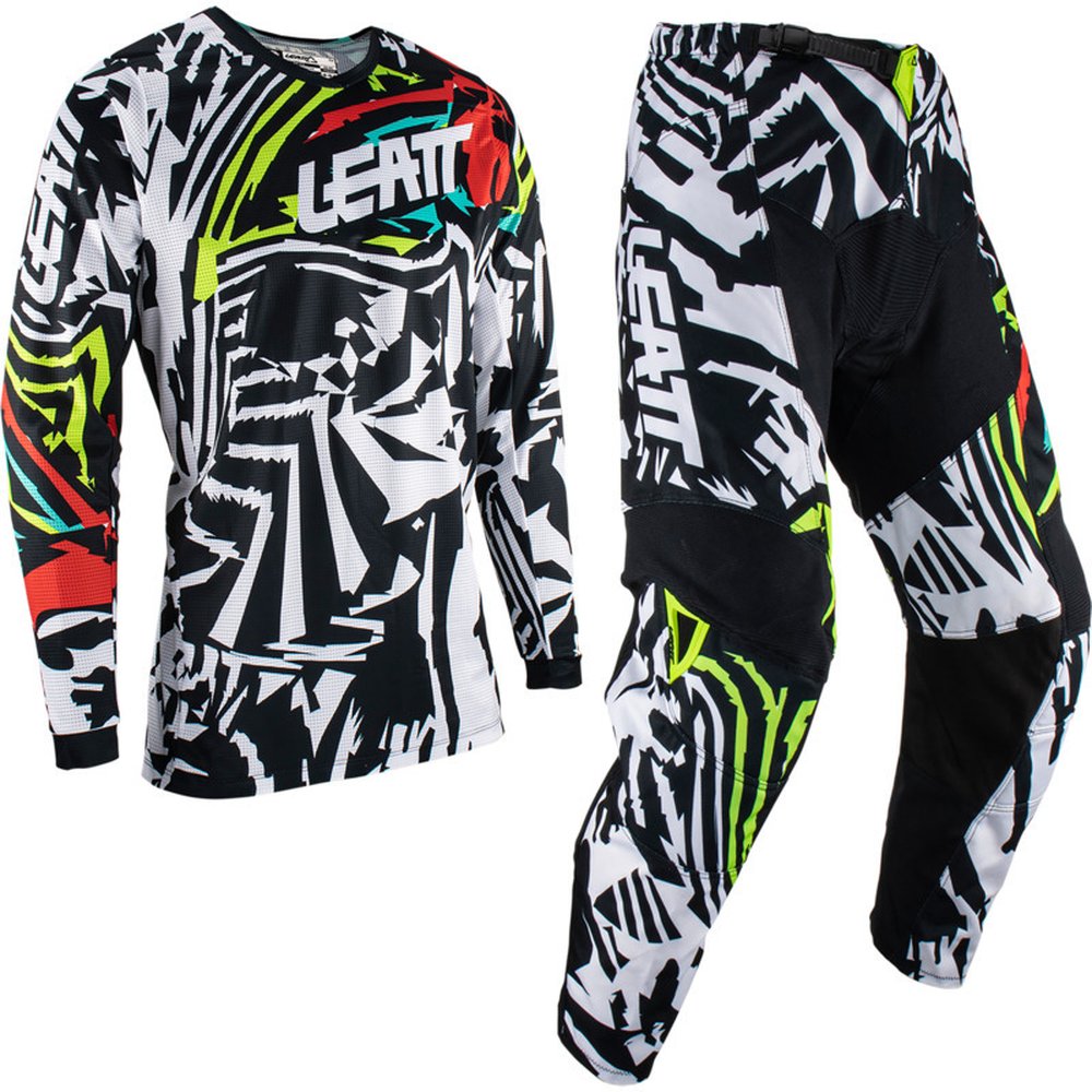 LEATT 3.5 23 Zebra Kinder Motocross Set Jersey + Hose schwarz weiss