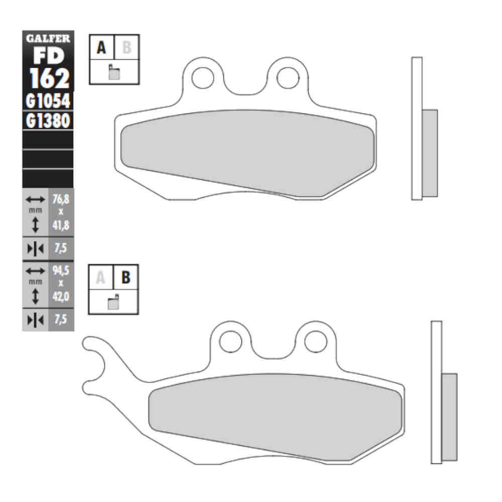 GALFER FD162G1054 Bremsbelag-Satz organisch Straße