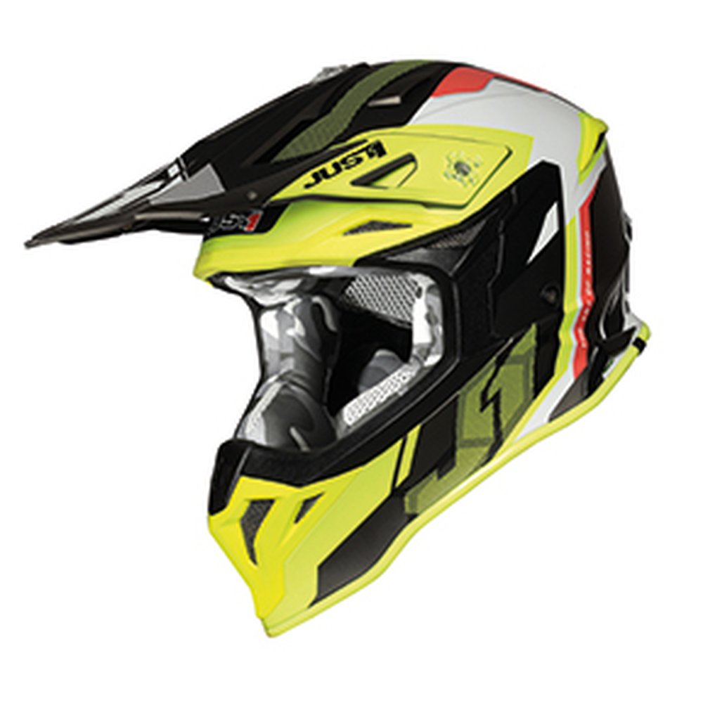 JUST1 J39 Reactor Motocross Helm gelb rot Titanium