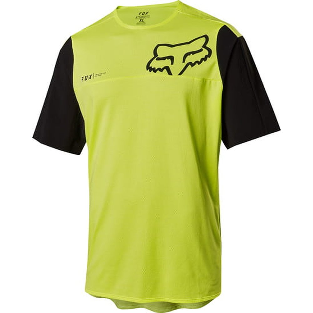 FOX Attack Pro SS kurzärmliges MTB Jersey Spring gelb schwarz FOX Attack Pro SS kurzärmliges MTB Jersey Spring gelb schwarz