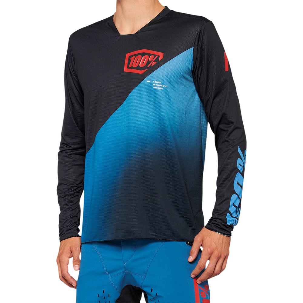 100% R-Core langärmliges MTB Jersey X LS schwarz blau