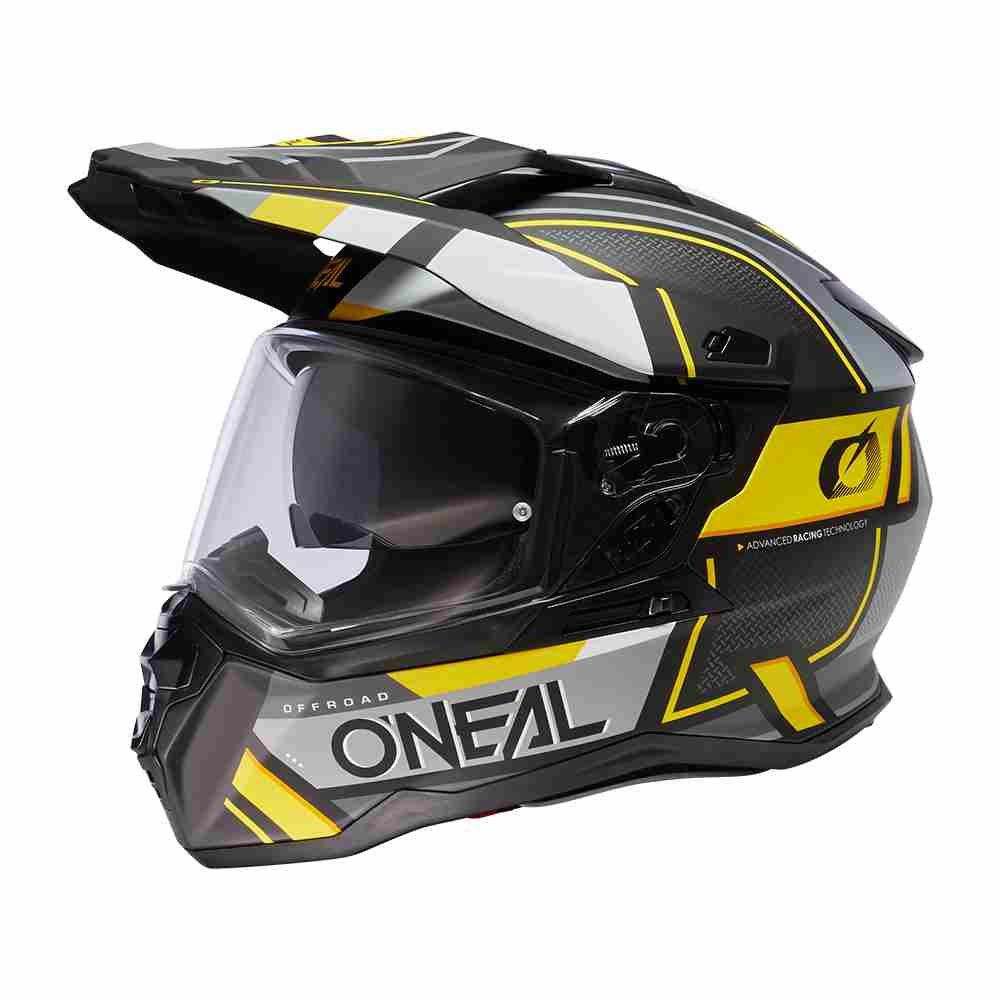 ONEAL D-SRS Square Enduro Motorrad Helm schwarz grau neon gelb