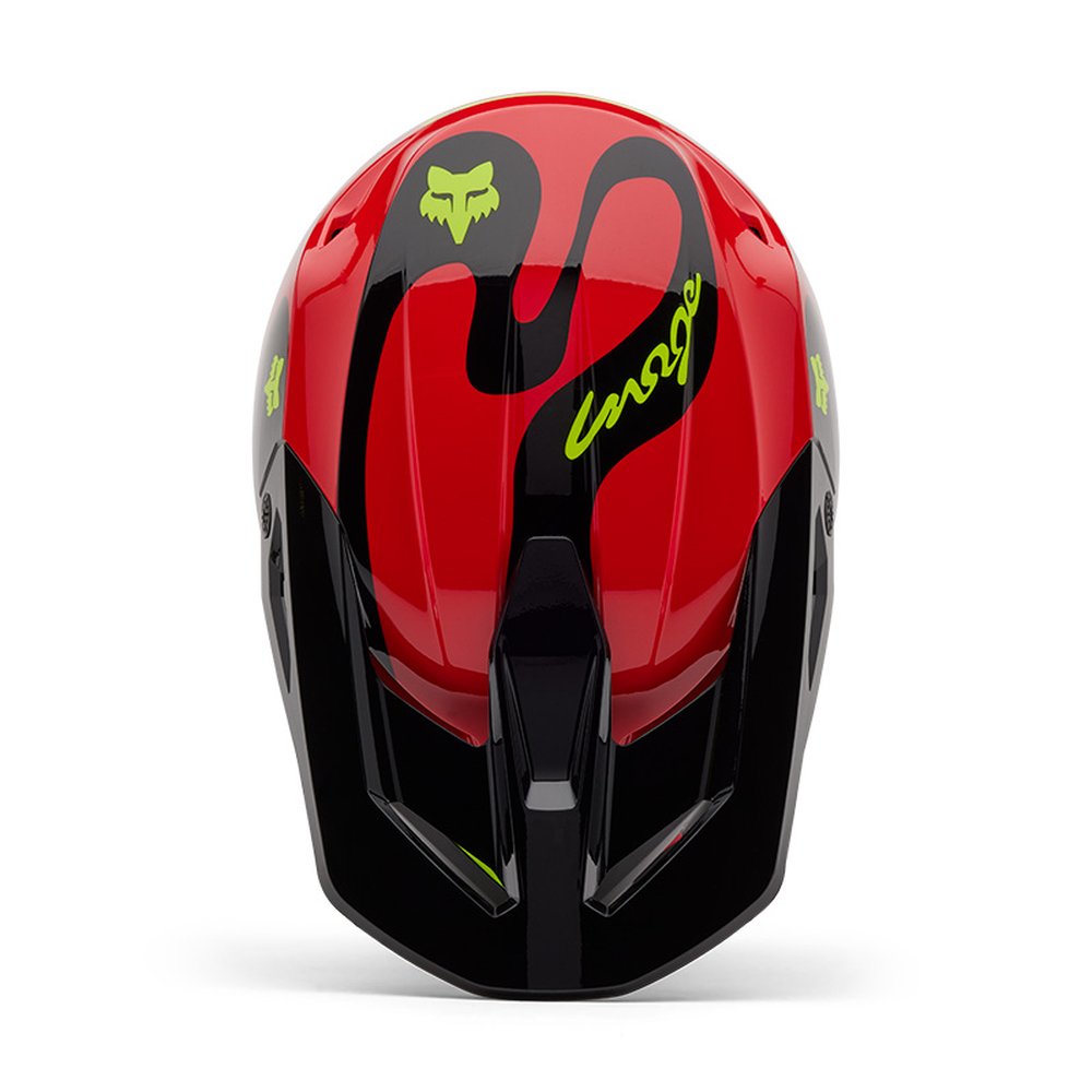 FOX V1 EMOTION HELMET Motocross Helm Neon Rot