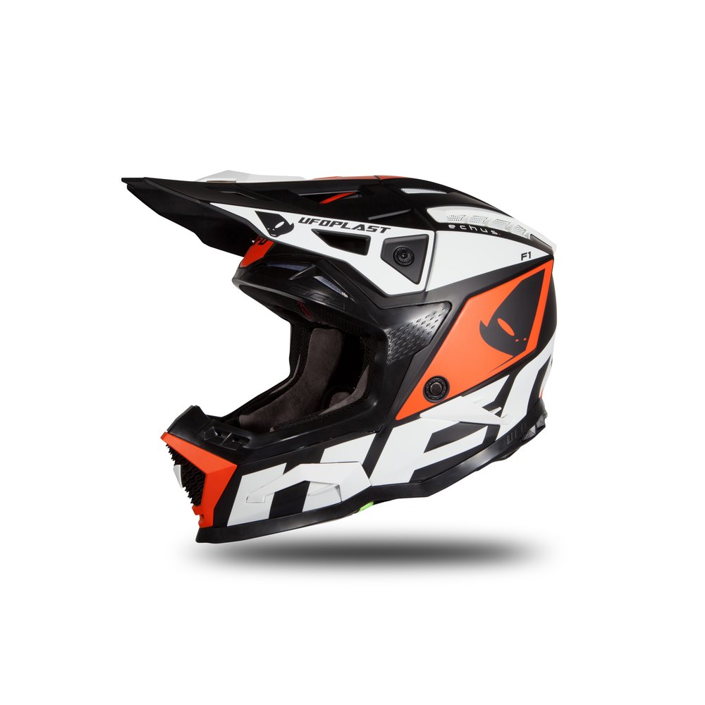 UFO Echus Motocross Helm schwarz orange weiss matt