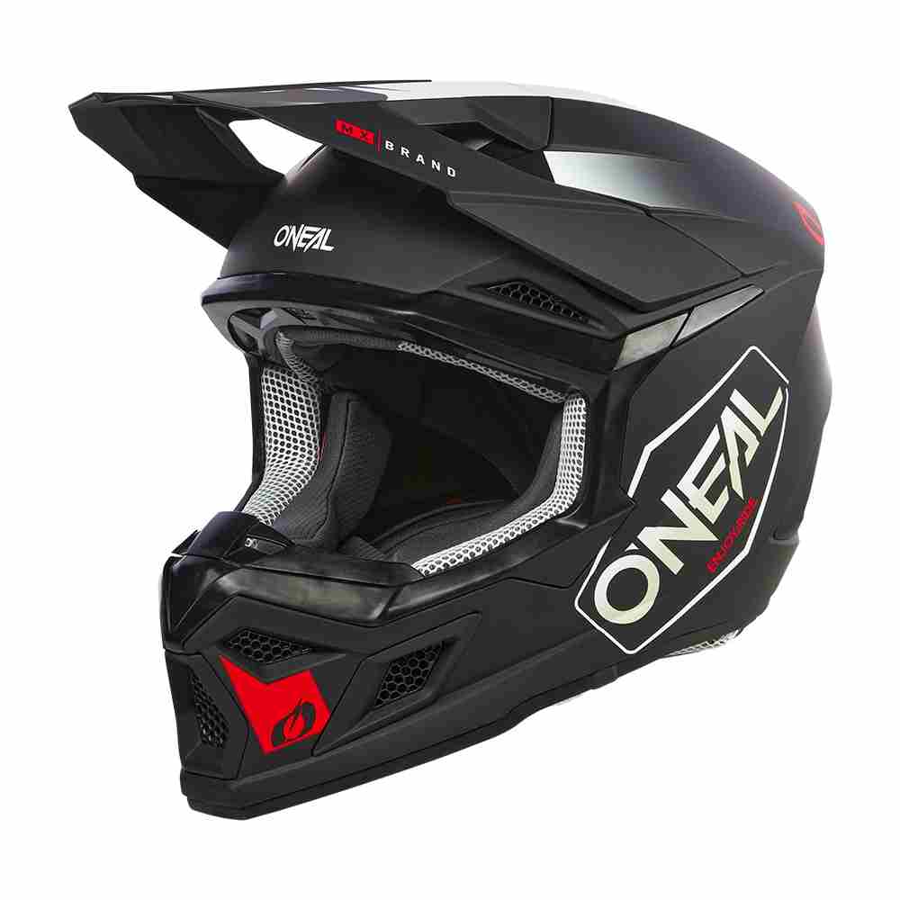 ONEAL 3SRS Hexx Motocross Helm schwarz weiss rot