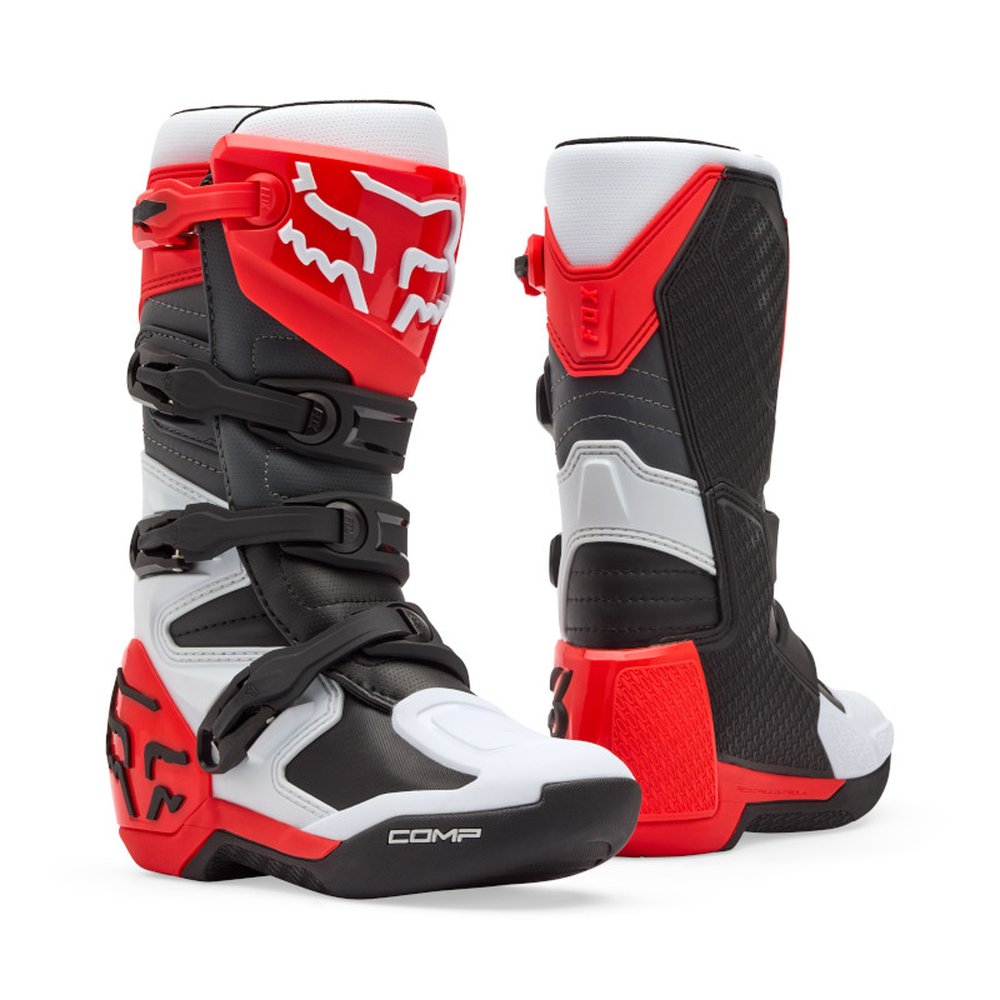 FOX YOUTH COMP BOOT Motocross Stiefel für Kinder Weiss/Neon Rot