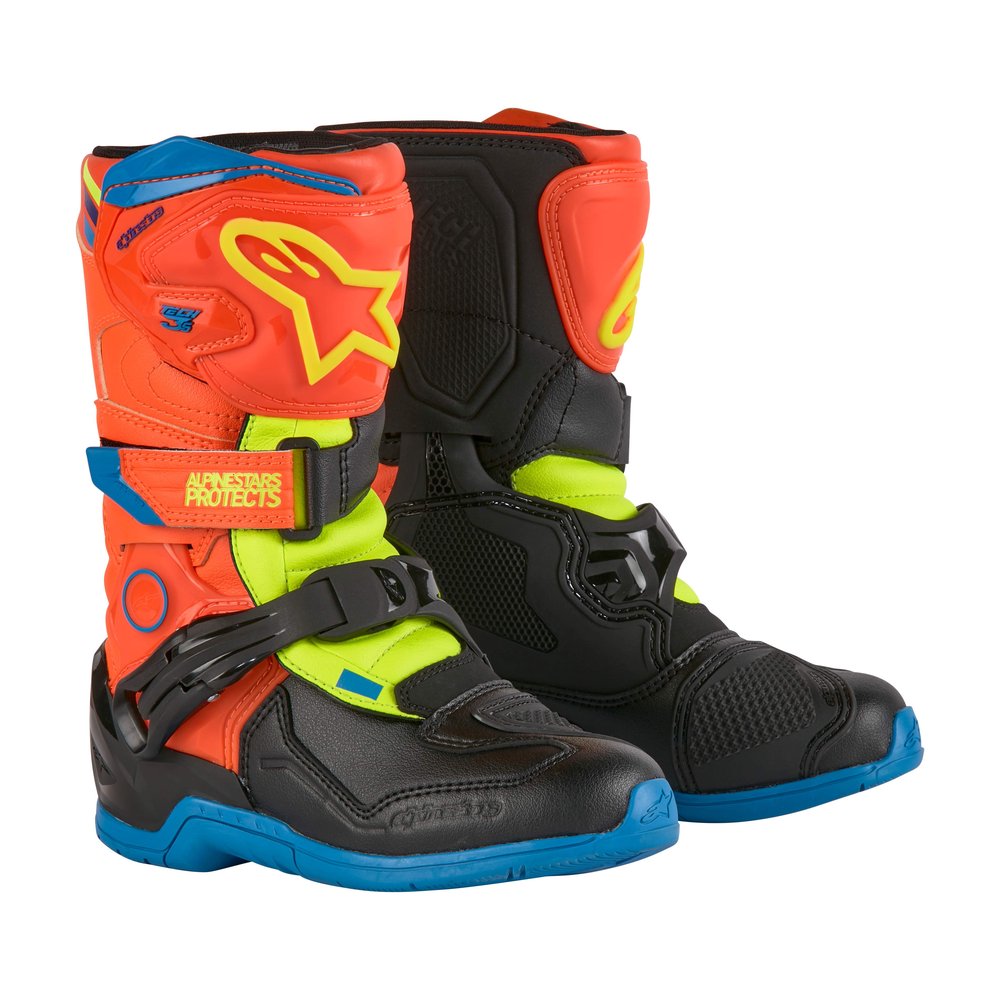 ALPINESTARS Tech 3S Kinder Motocross Stiefel orange blau gelb ALPINESTARS Tech 3S Kinder Motocross Stiefel orange blau gelb