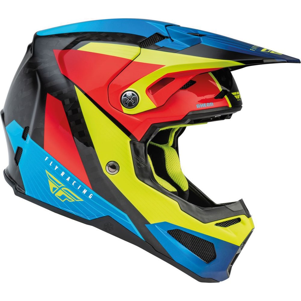 FLY Foruma Prime Carbon Motocross Helm gelb blau rot