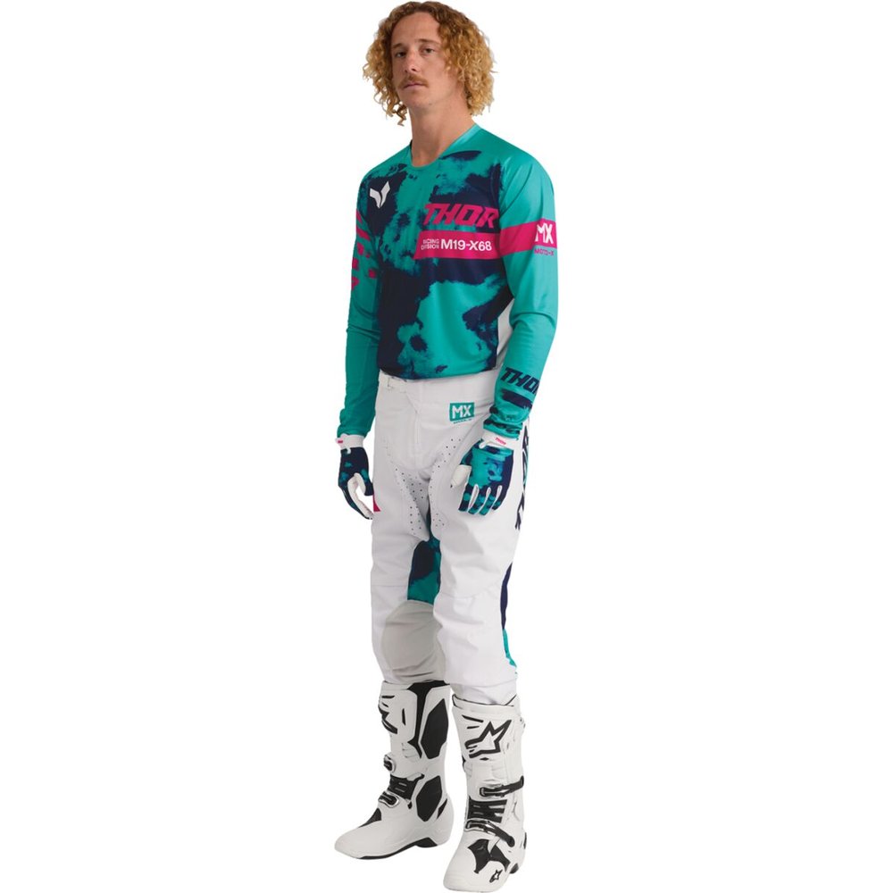 THOR Launchmode Bleach Motocross Hose weiss/Aqua blau