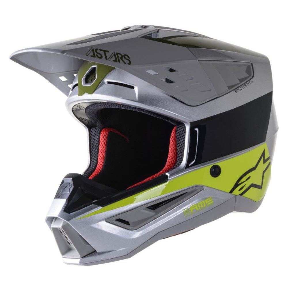 ALPINESTARS SM5 Bond Motocross Helm silber gelb grün