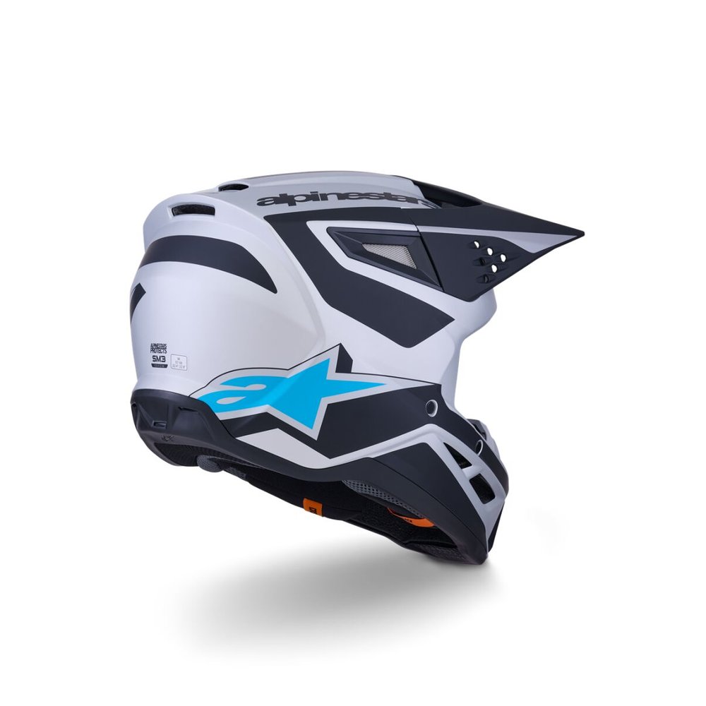 ALPINESTARS Supertech M3 Heat Motocross Helm silber/blau/schwarz ALPINESTARS Supertech M3 Heat Motocross Helm silber/blau/schwarz