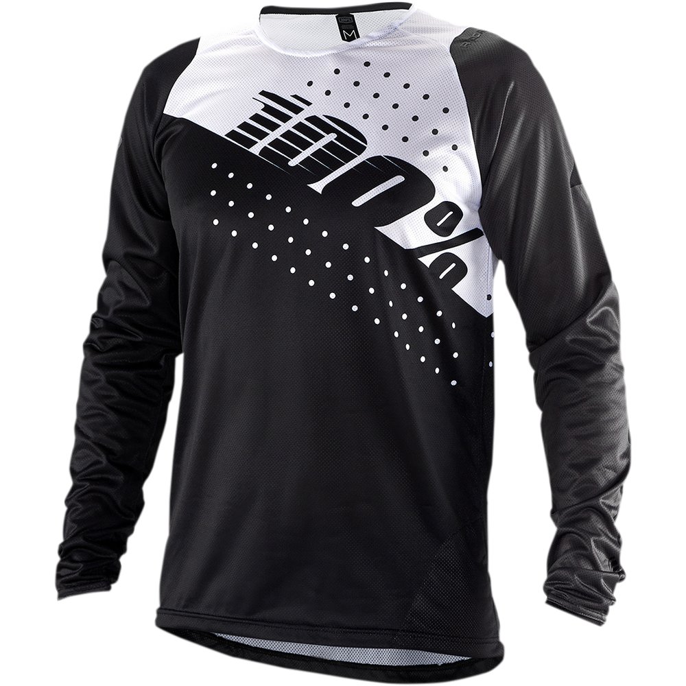 100% R-Core langärmliges MTB Jersey schwarz weiss