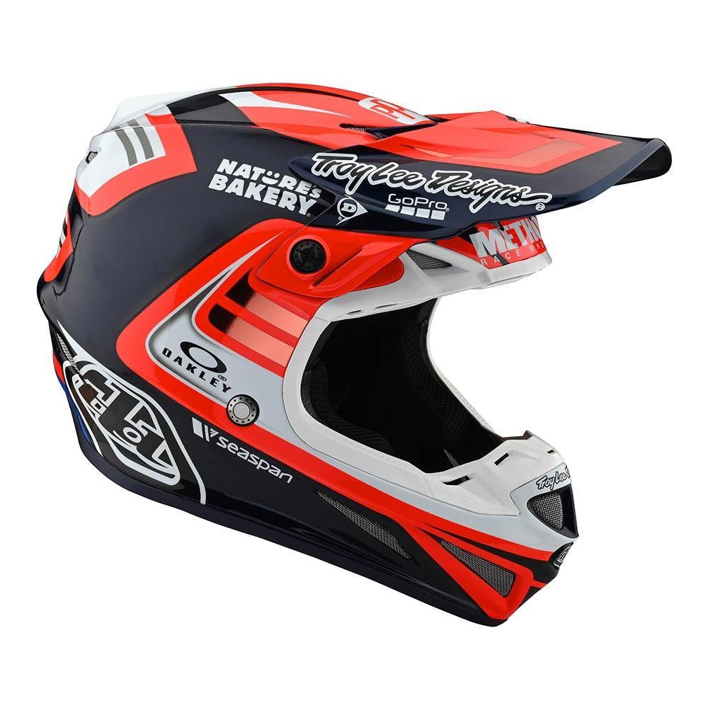 TROY LEE DESIGNS SE4 Carbon Flash Motocross Helm blau rot