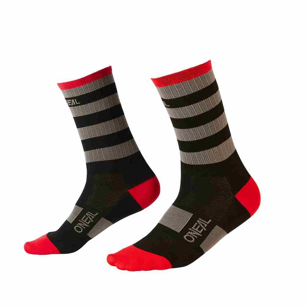 ONEAL MTB Performance Socken Stripe schwarz grau rot