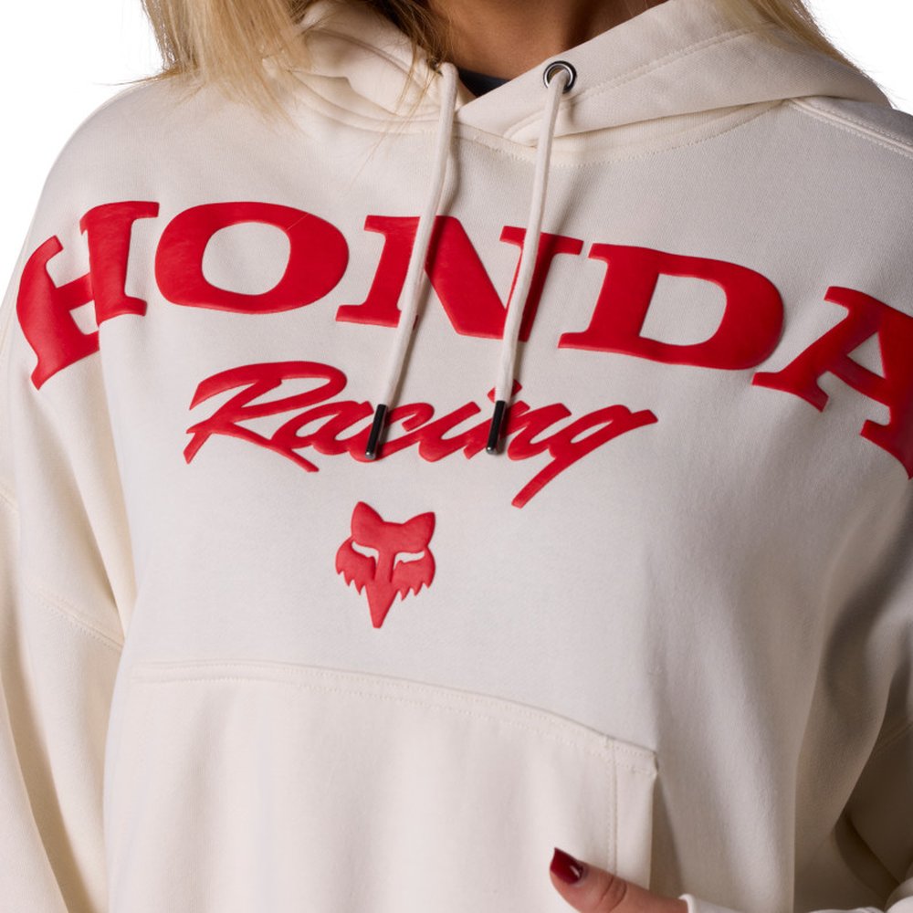 FOX W HONDA Fleece PO Hoodie Kapuzen Pullover für Frauen Off weiss
