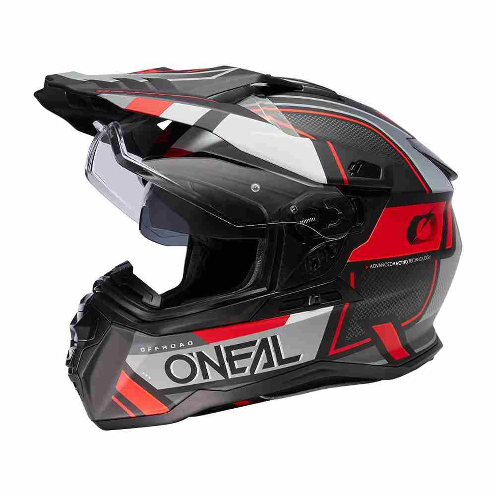 ONEAL D-SRS Square Enduro Motorrad Helm schwarz grau rot