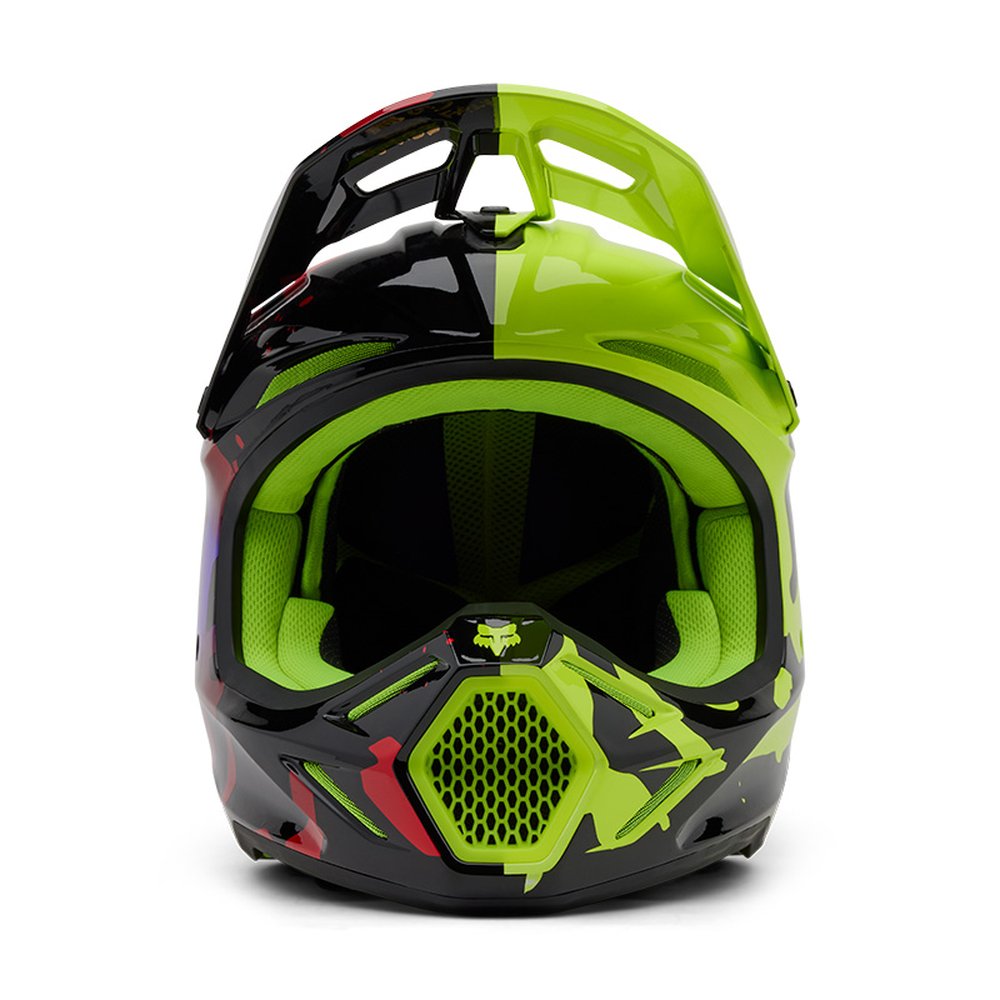 FOX V3 THROTTLE Motocross Helm Neon Gelb