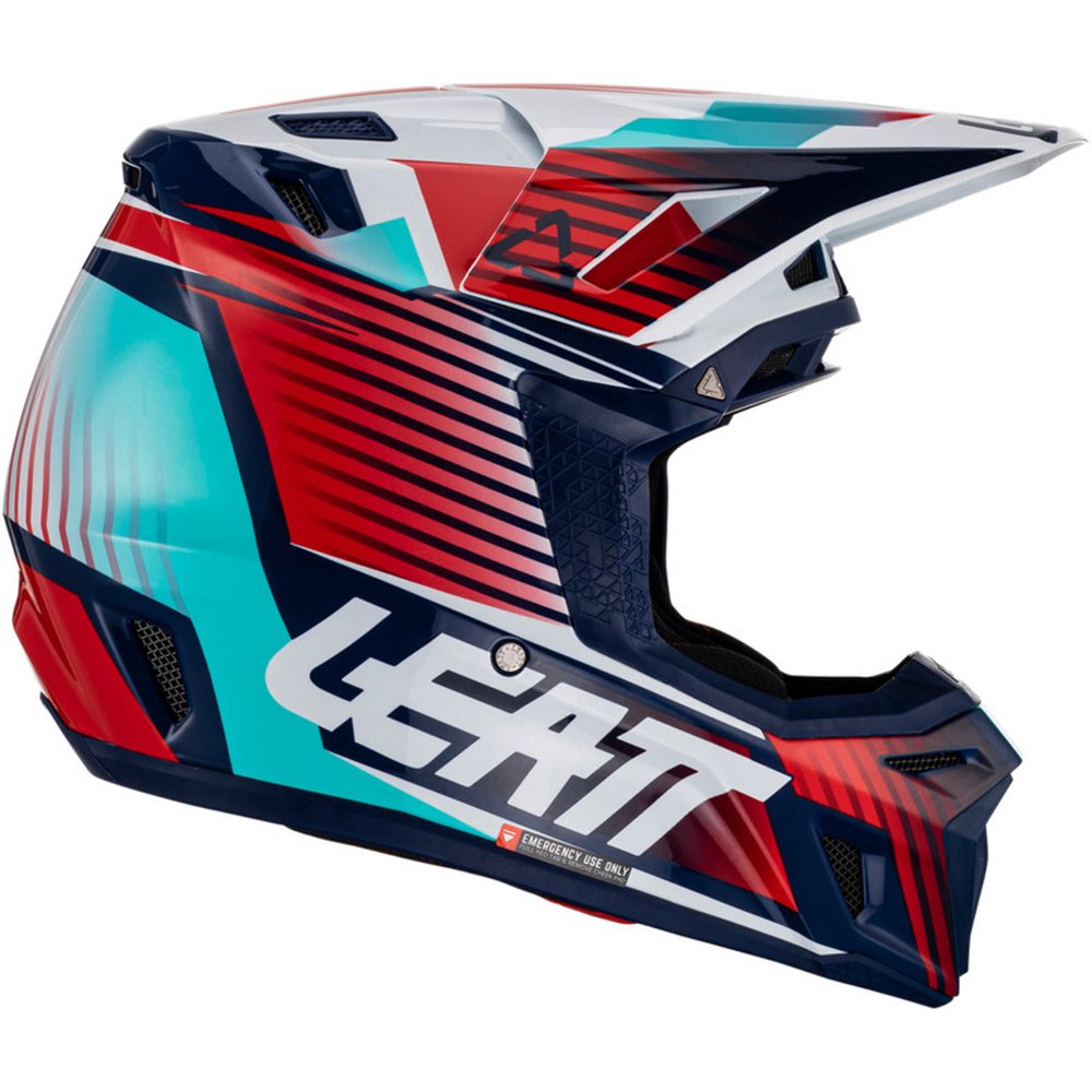 LEATT 8.5 Royal 23 Motocross Helm blau weiss + Brille