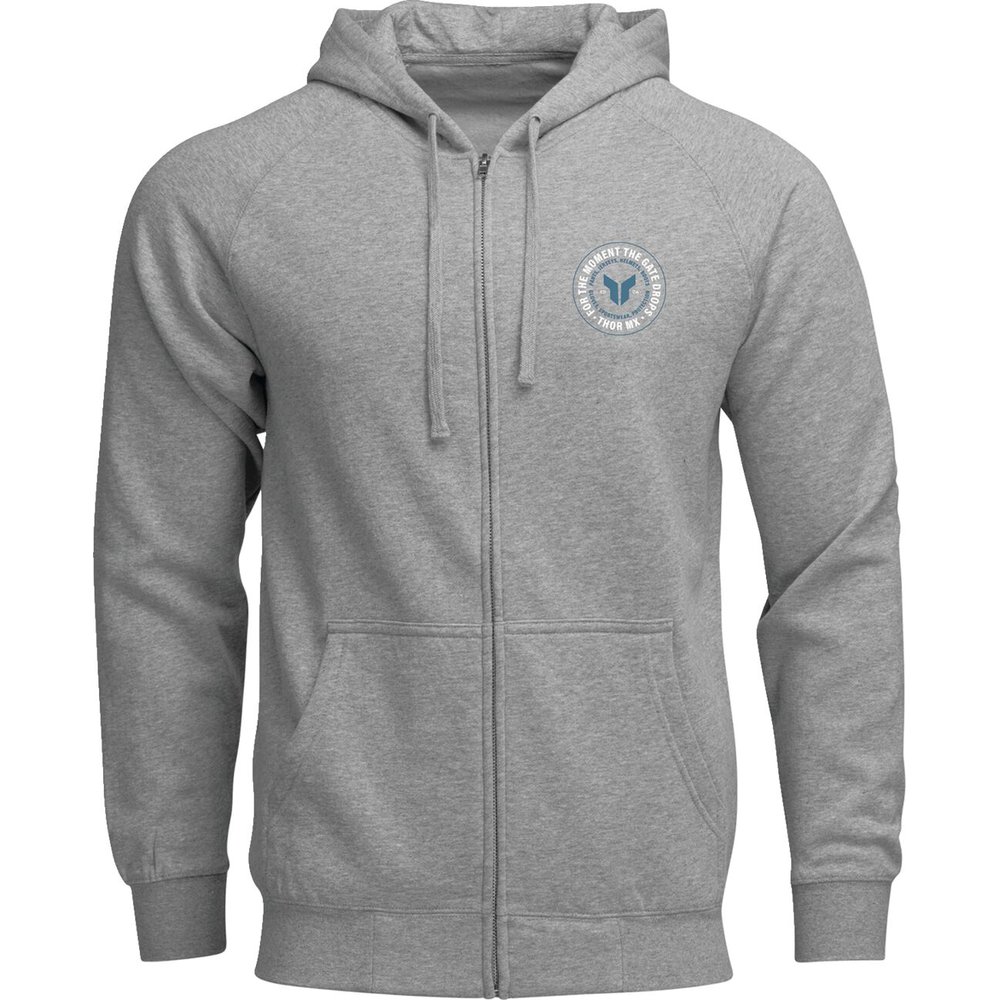 THOR Kapuzen Pullover Hoodie Zip Up Badge grau THOR Kapuzen Pullover Hoodie Zip Up Badge grau