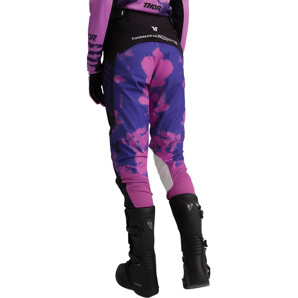 THOR Launchmode Bleach Frauen Motocross Hose schwarz/pink/dunkel grau