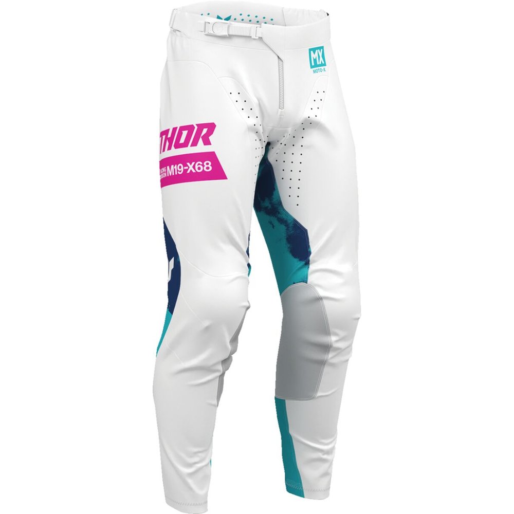 THOR Launchmode Bleach Motocross Hose weiss/Aqua blau