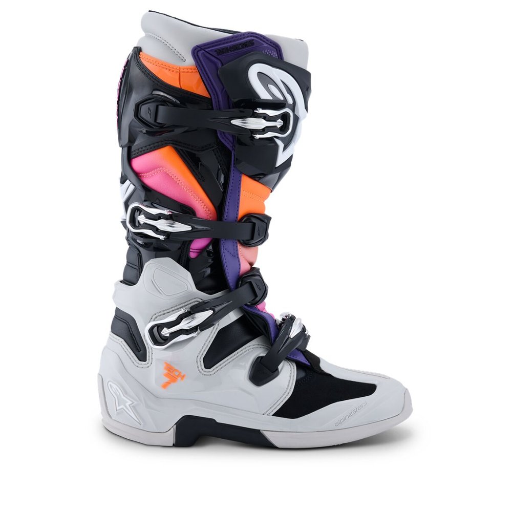 ALPINESTARS Tech 7 Motocross Stiefel schwarz/hell grau/neon orange/magenta rot