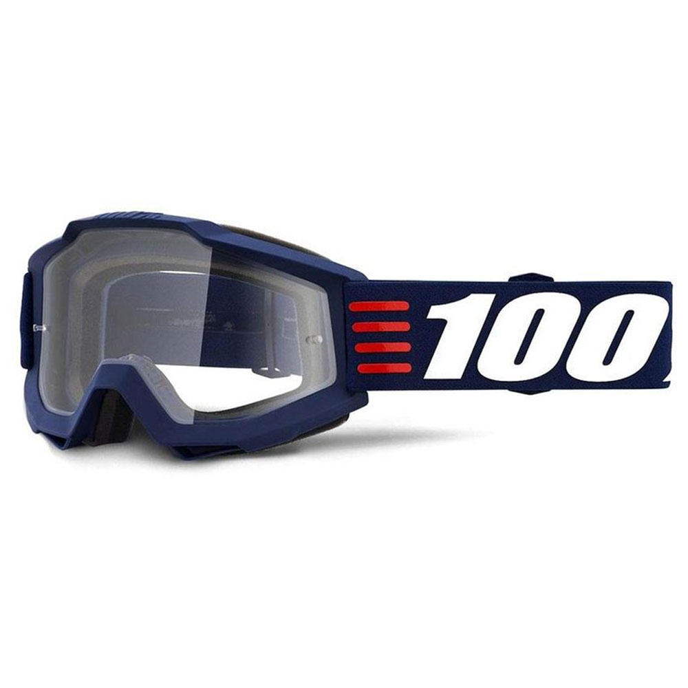 100% Prozent MX Motocross Brille KLAR Accuri Reflex Blue für Brillenträger OTG 
