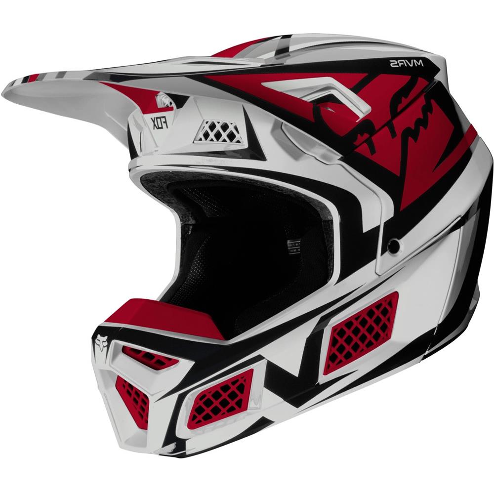 FOX V3 Idol Motocross Helm hell grau rot